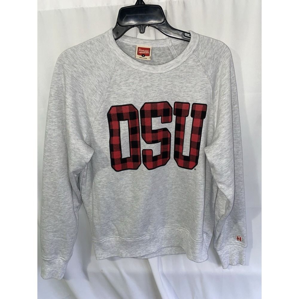 Homage Ohio State‎ University Buckeyes OSU Plaid Letters Sweatshirt Small